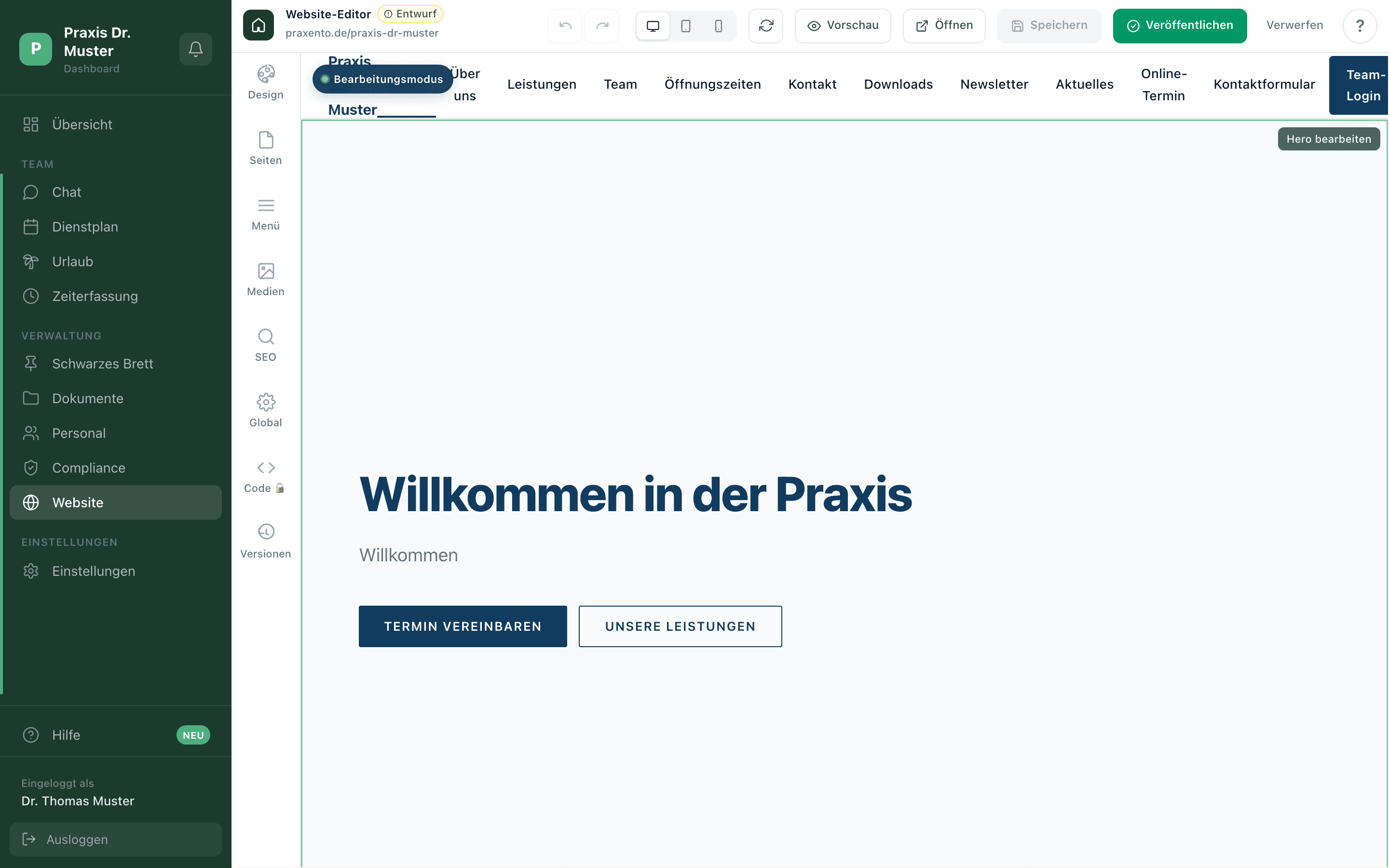 Praxento Internetseiten-Builder